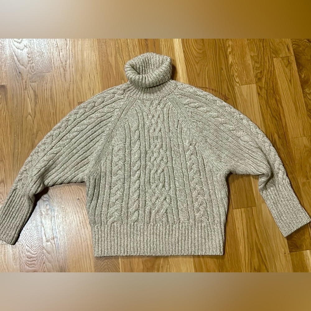 Lauren Ralph Lauren Beige Cable Knit Turtleneck Sweater